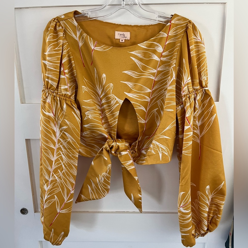 Camila Coelho Gold cropped blouse